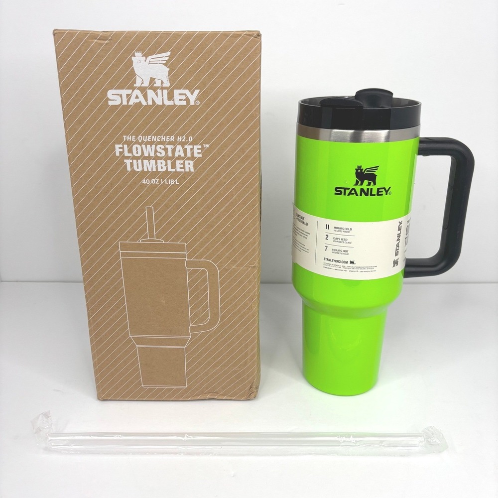 Stanley 40oz Quencher H2.0 FlowState Tumbler Electric Yellow Neon Green New